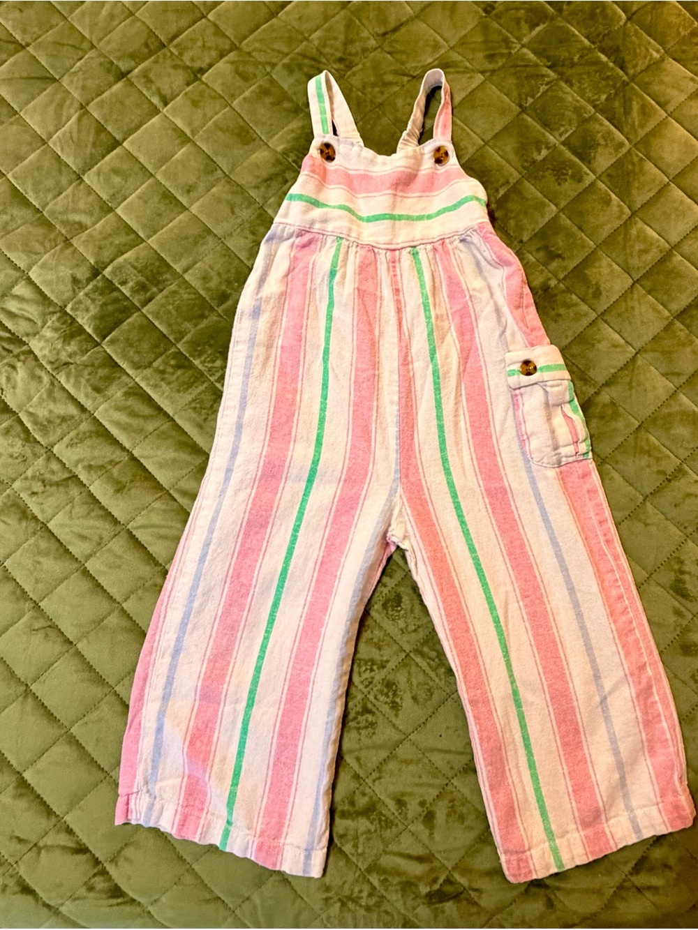 Habitual Pink, Green & White Stripe Overalls